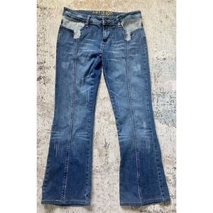 HTF Y2K ABS Jeans Retro Hip pockets soft distressed denim seams down leg Sz 28